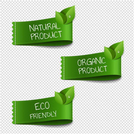 Organic Labels Transparent Background With Gradient Mesh, Vector Illustrationのイラスト素材