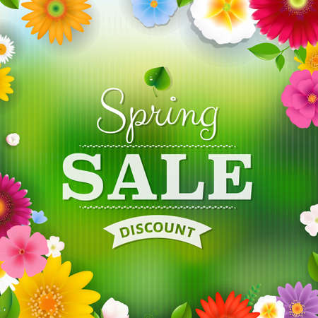 Spring Sale Poster With Gradient Mesh, Vector Illustrationのイラスト素材
