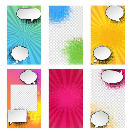 Retro Template For Social Networks Stories White Background With Gradient Mesh, Vector Illustrationのイラスト素材