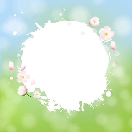 White Stain With Flowers Sale Banner Bokeh Background With Gradient Mesh, Illustrationのイラスト素材