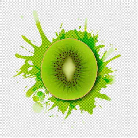 Kiwi Fruits With Paint Transparent Background With Gradient Mesh, Illustrationのイラスト素材