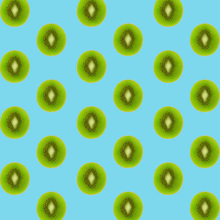 Kiwi Fruits Mint Background With Gradient Mesh, Vector Illustration