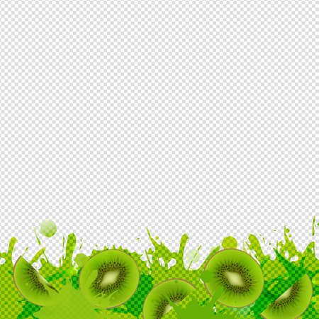 Kiwi Fruits Border With Blob Transparent Background With Gradient Mesh, Illustrationのイラスト素材