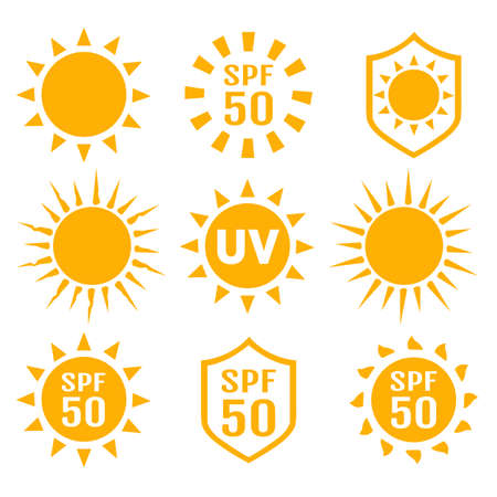 Set Of Sun Protection UV Index Illustrationのイラスト素材