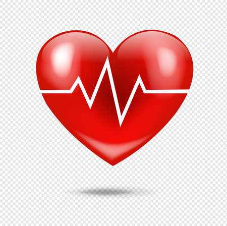 Red Heart With Heart beat Isolated Transparent Backgroundのイラスト素材