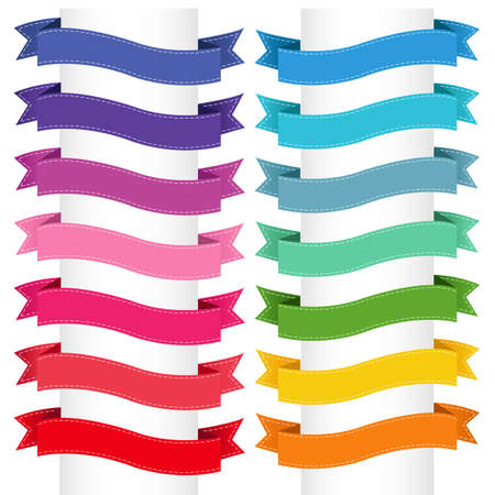 Colorful Ribbon Big Collection Isolated White Backgroundのイラスト素材