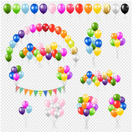 Big Colorful Set Balloons Isolated Transparent Backgroundのイラスト素材