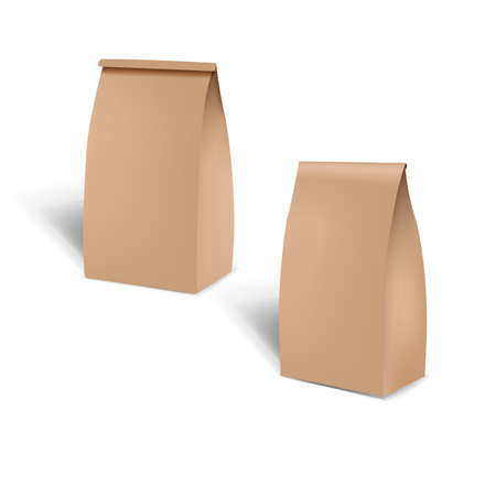 Brown Shopping Paper Bag Isolated White Backgroundのイラスト素材