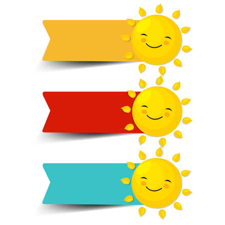 Colorful Sale Labels With Sun Isolated White Backgroundのイラスト素材