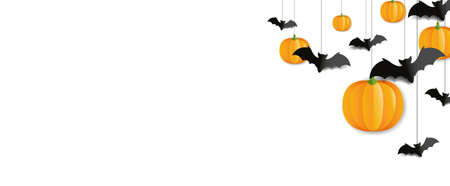 Frame With Bats And Pumpkins Isolate White Backgroundのイラスト素材