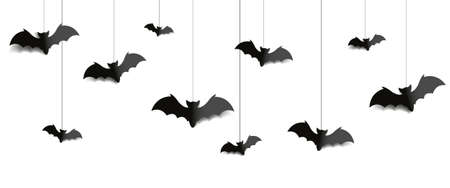 Border With Bats Isolated White Backgroundのイラスト素材