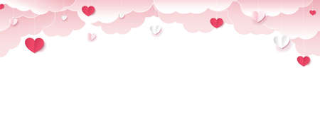 Valentines Day Border With Hearts White Backgroundのイラスト素材