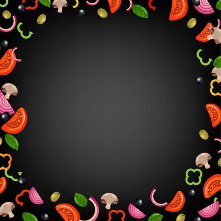 Vegetables Border With Black Backgroundのイラスト素材
