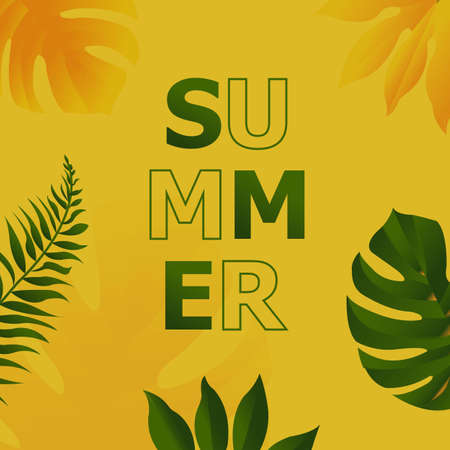 Summer Poster With Tropical Leaves