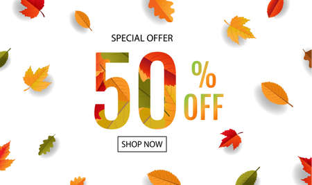 Autumn Sale Poster With Autumn Leavesのイラスト素材