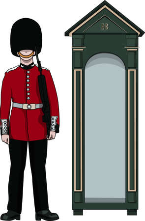 British Royal Guardsman at Buckingham Palace in Londonのイラスト素材