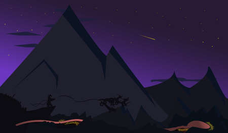 Samurai casting dragos spirit scene landscapeのイラスト素材