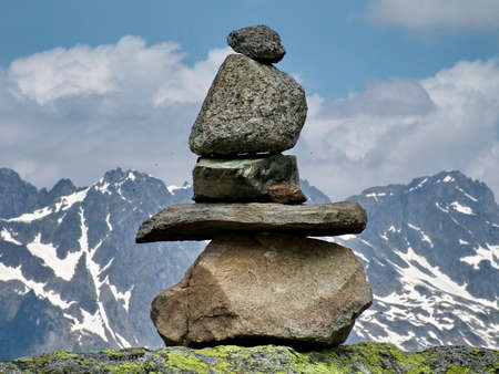 Balanced stones created by hikers