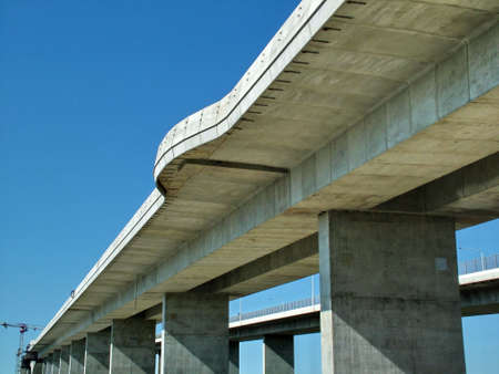Overpass with blue sky in the backgroundの写真素材
