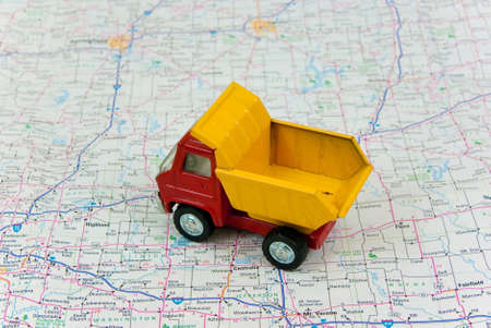 Toy Dump Truck  with Road map background