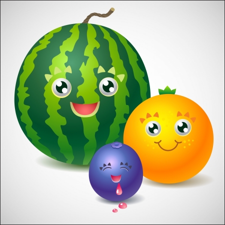 funny cartoon smiles fruitsのイラスト素材