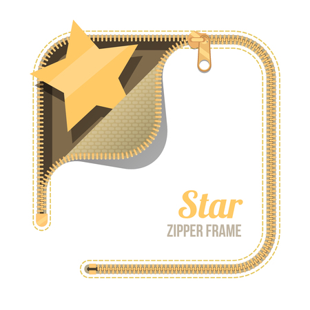 open zip zipper frame border flat styleのイラスト素材