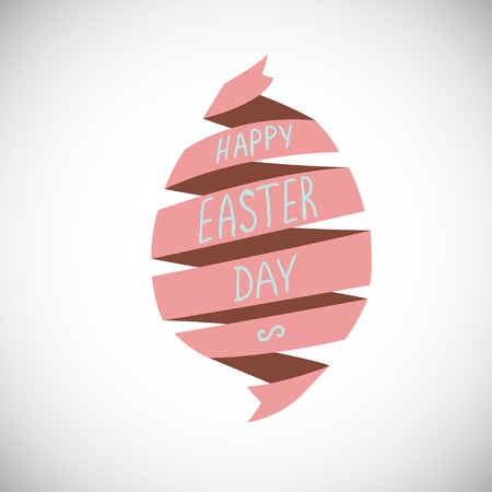 Pink color spiral ribbon Easter egg, cartoon flat style isolated color vector illustration icon on white backgroundのイラスト素材