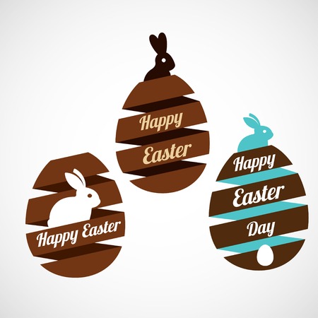 Easter egg ribbons set with rabbit silhouettes, isolated vector illustration on a white background.のイラスト素材