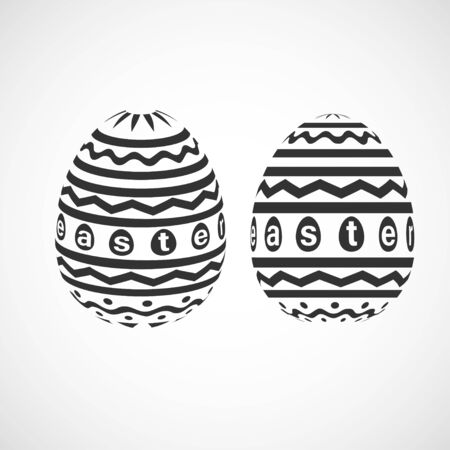 decorative Easter egg with monochrome ornament, isolated vector illustration icon on a white background.のイラスト素材
