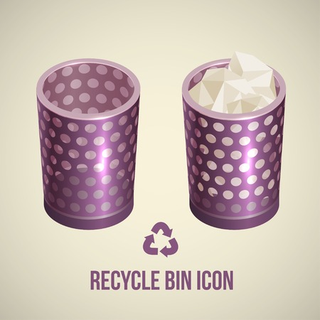 two realistic recycle bin icon. Vector illustration.のイラスト素材