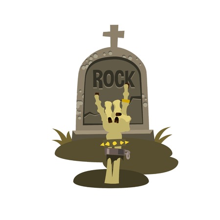 Rock is dead and sign of the horns cartoon flat style vector illustration.のイラスト素材