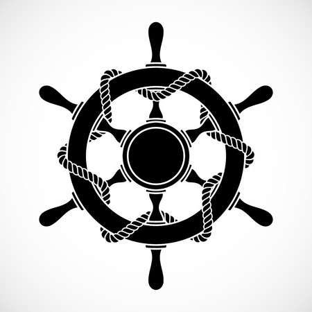 rudder with rope, silhouette style, isolated vector illustration icon on a white background.のイラスト素材