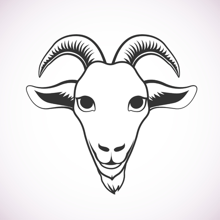 Goat Face, isolated vector illustration icon on a white backgroundのイラスト素材