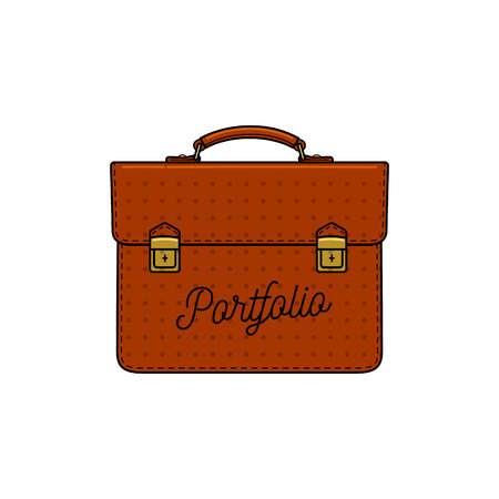 Briefcase icon, orange color, classic style shape, vector super graphic art illustration. Isolated on white.のイラスト素材