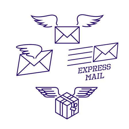 Fast delivery service. vector illustration. Parcel with wings fliesのイラスト素材