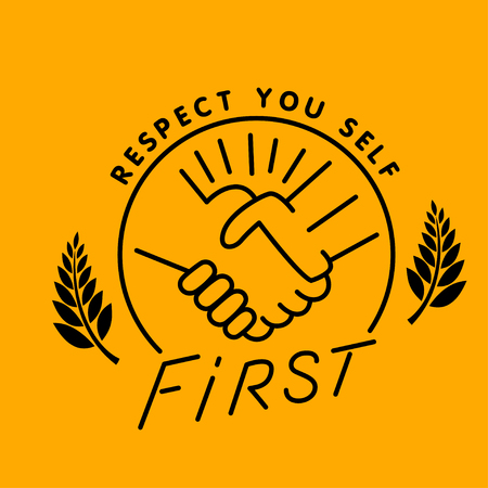 respect handshake logo, thin line style vector illustration designのイラスト素材
