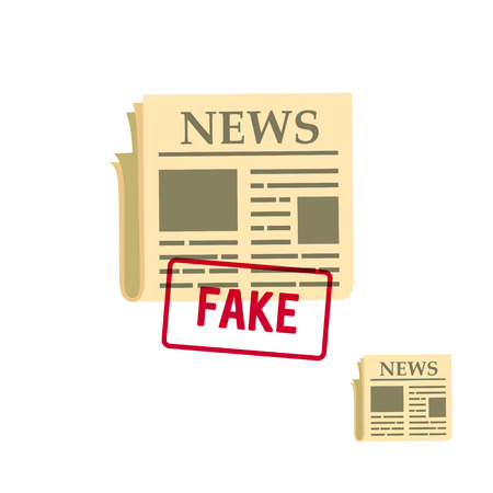 flat newspaper icon with fake stamp, vector illustrationのイラスト素材