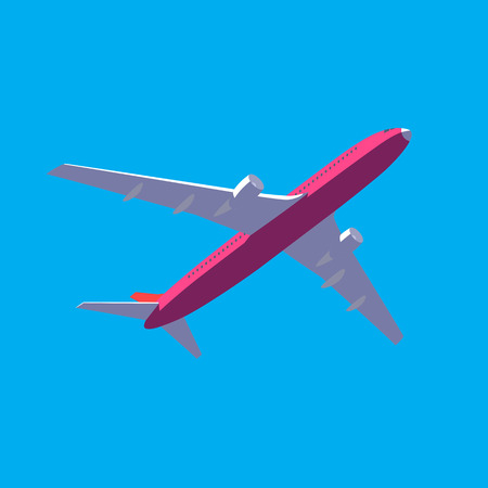 airplane bottom view, pink color, isolated vector illustrationのイラスト素材