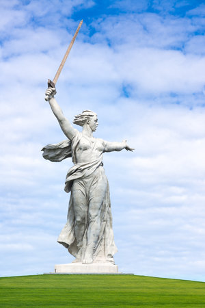 Volgograd, Russia - May 17 2022: Front view of the statue "The Motherland calls" after restoration on the top of The Mamaev Hillのeditorial素材