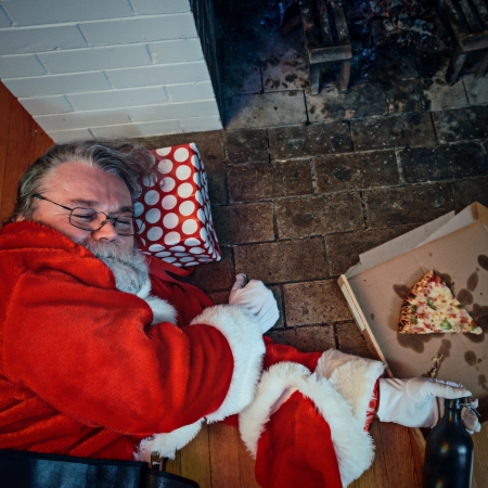 Santa partied too hard at this house.の写真素材