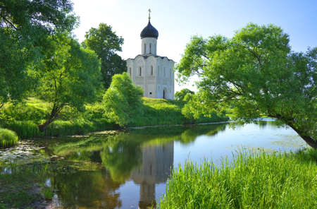 Golden Ring of Russia, Vladimir region, Bogolyubovo. Church of the Intercession on the Nerl, built in 1165.の写真素材