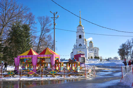 Assumption Cathedral in the city of Vladimir. Gold ring of Russia. February 2019.のeditorial素材