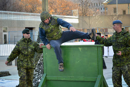 TORONTO - NOVEMBER 24: Department of National Defence and the Canadian Forces set up an obstacle...