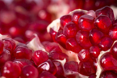 Very closeup view of fresh pomegranate seeds