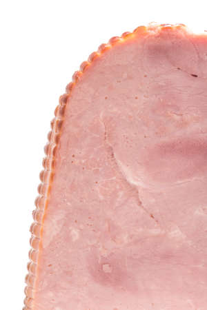 A closeup view of ham isolated on whiteの写真素材