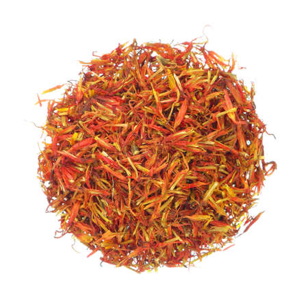 Closeup overview of American saffron isolated on whiteの写真素材