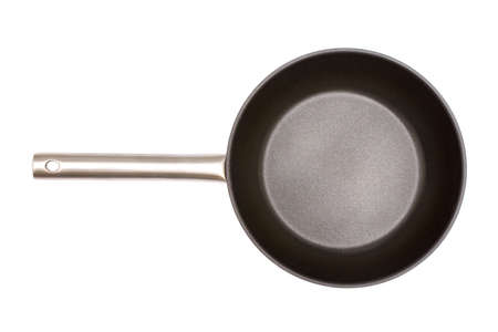 Overview of a non-stick skillet isolated on whiteの写真素材