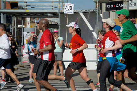 TORONTO - MAY 5: More than 12,000 runners and walkers take part in the 35th annual Goodlife Fitness Toronto Marathon on May 5, 2013. のeditorial素材