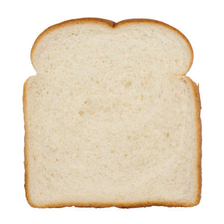 Slice of white bread isolated on white