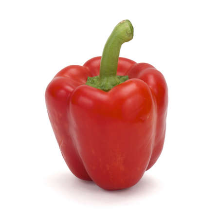 Red bell pepper isolated on whiteの写真素材
